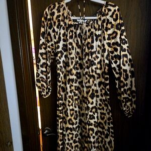 H&M Leopard Print Long Sleeve Maxi Dress